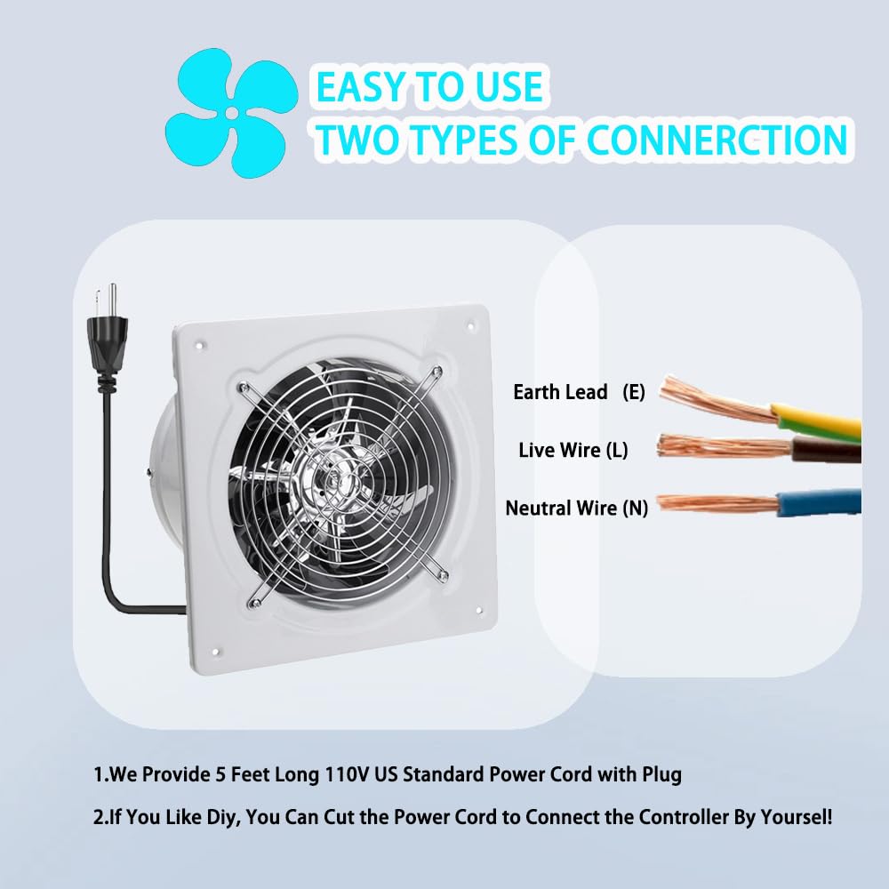 Rlozui 6 Inch Exhaust Fan, 382Cfm Wall Mounted Vent Fans, Ventilation Fan Bathroom Garage Attic Exhaust Fan Ceiling And Wall Mou