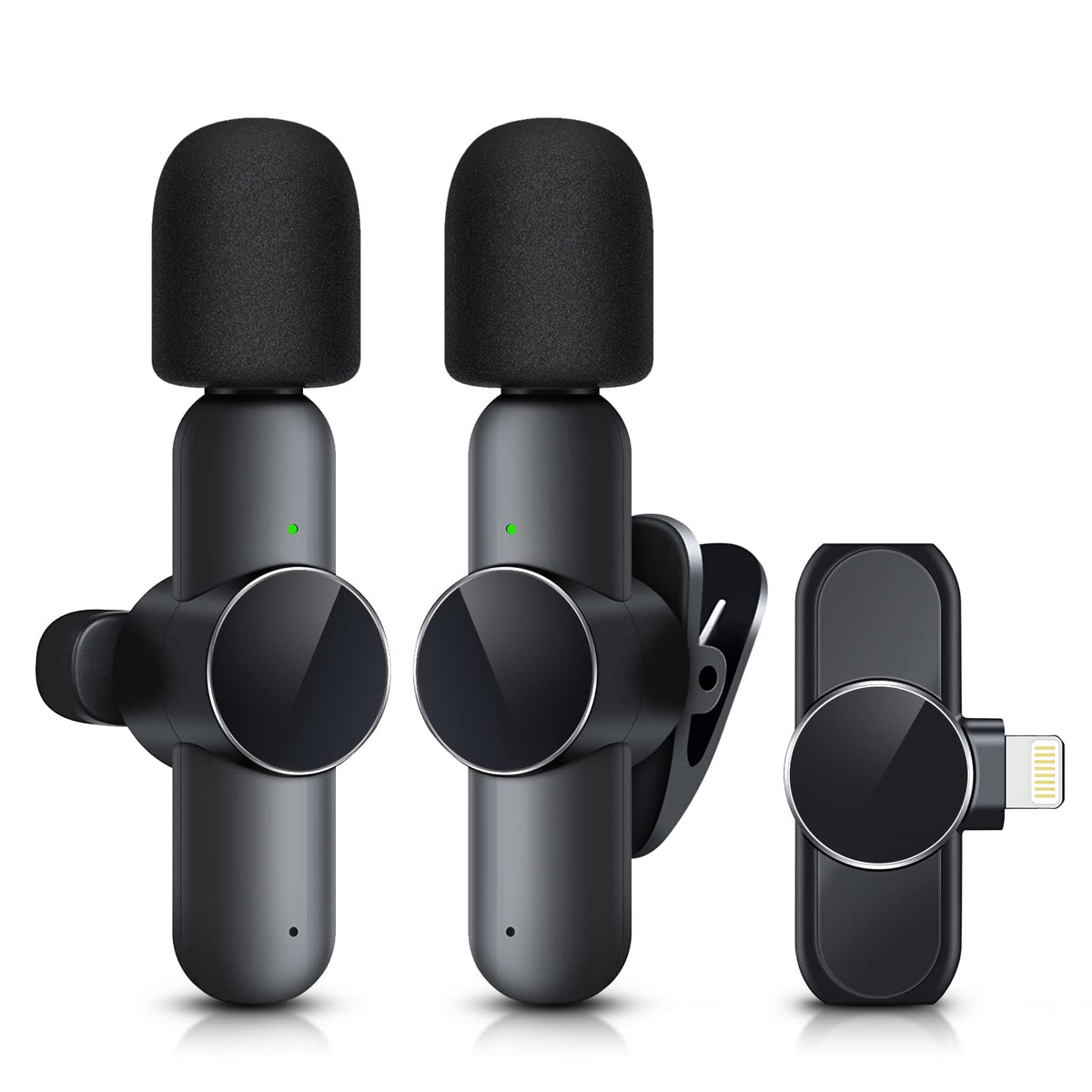 RICCHI 2 Pack Wireless Microphone Mini Mic for iPhone 7-14 iPad, Tiny ...