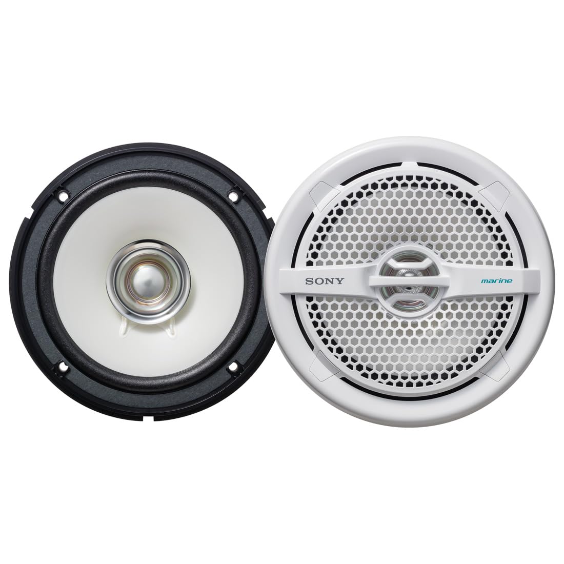 Sony Marine Audio Speakers Stereo Marine Use Certified with 6.5 Inch Dual Cone Design for Boats, Pools, and Other Outdoor Audio Systems, White