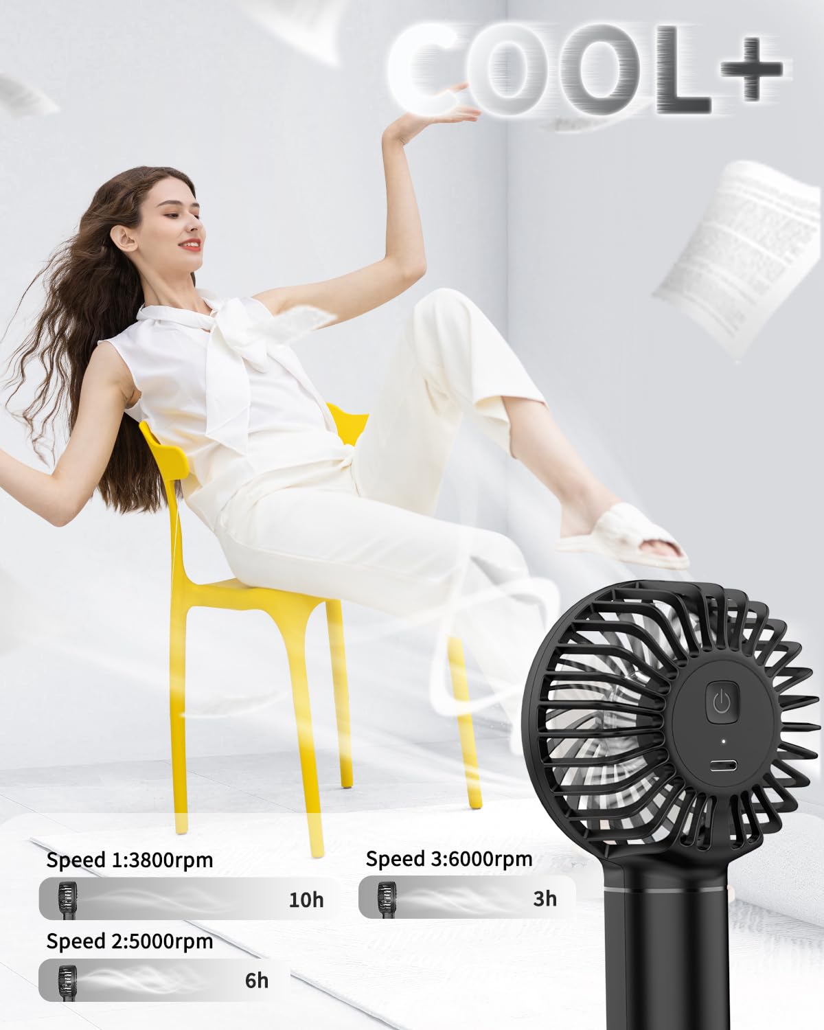 Easyacc Mini Portable Fan Handheld Fan, 3 Speed Usb C Rechargeable Battery Operated Mini Pocket Personal Lash Fan With Lanyard B