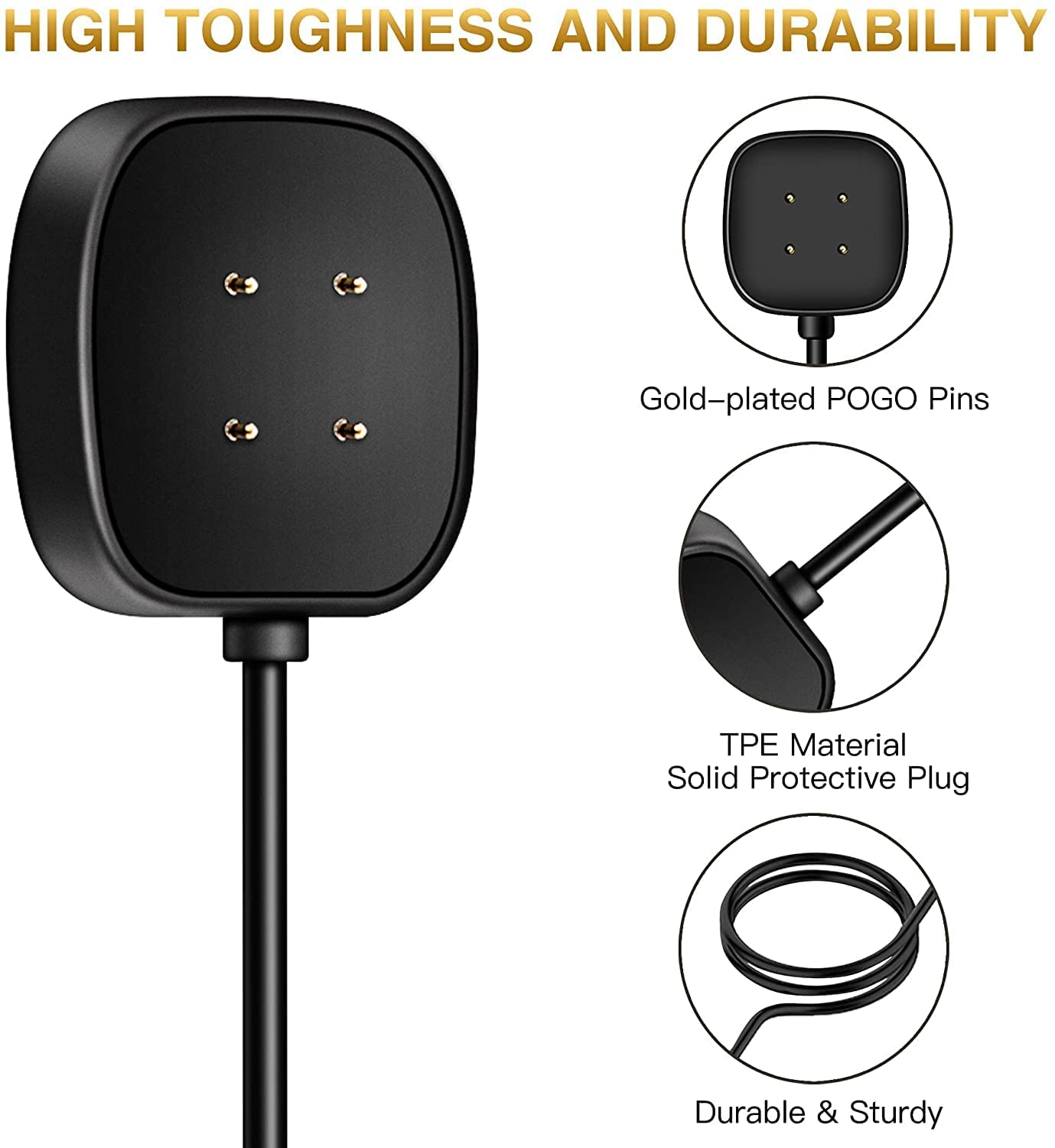 Sengkob Charger Cable Compatible With Smart Watch Fitbit Versa 4 / Sense/Versa 3 / Sense 2, Replacement Usb Charging Cradle Dock