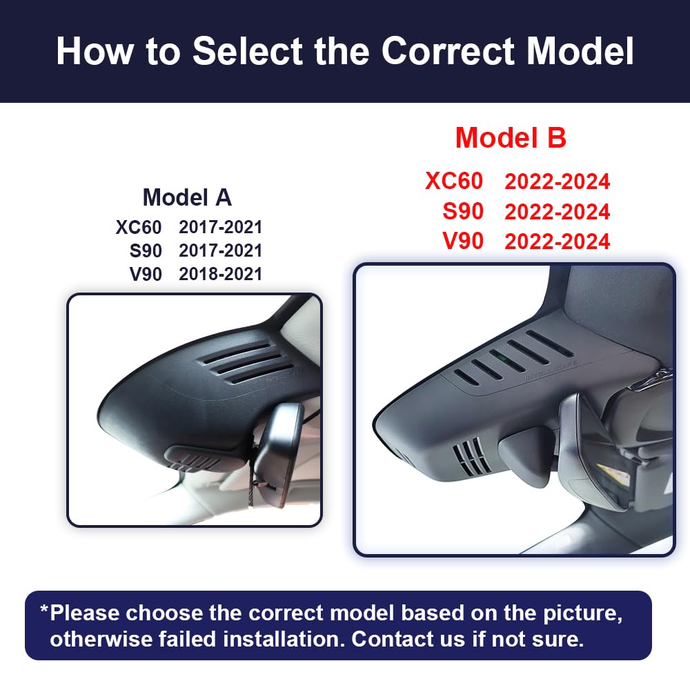 Fitcamx 4K Dash Cam Suitable For Volvo V90 Xc60 S90 2022 2023 2024 B5 B6 T8 (Model B), Oem Factory Look, 2160P Uhd Video, Loop R