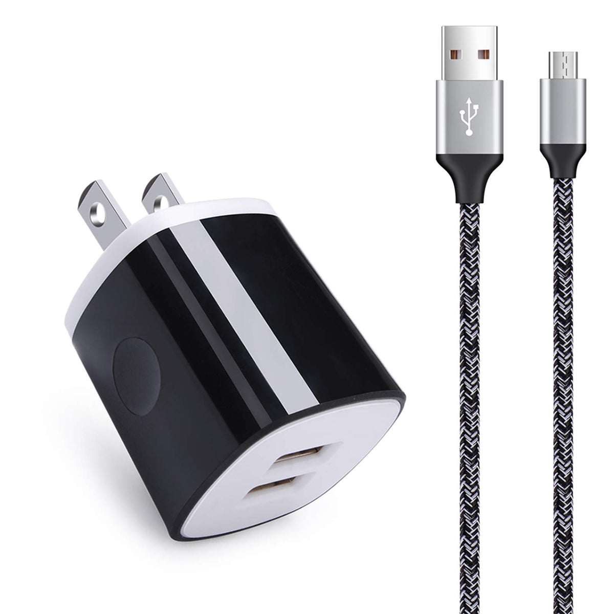 Charger Block Cube With Micro Usb Cable Fast Charging Cord Compatible For Samsung Galaxy S7/S6/Edge/Active S5 S4 Note 5/4,J7 J3