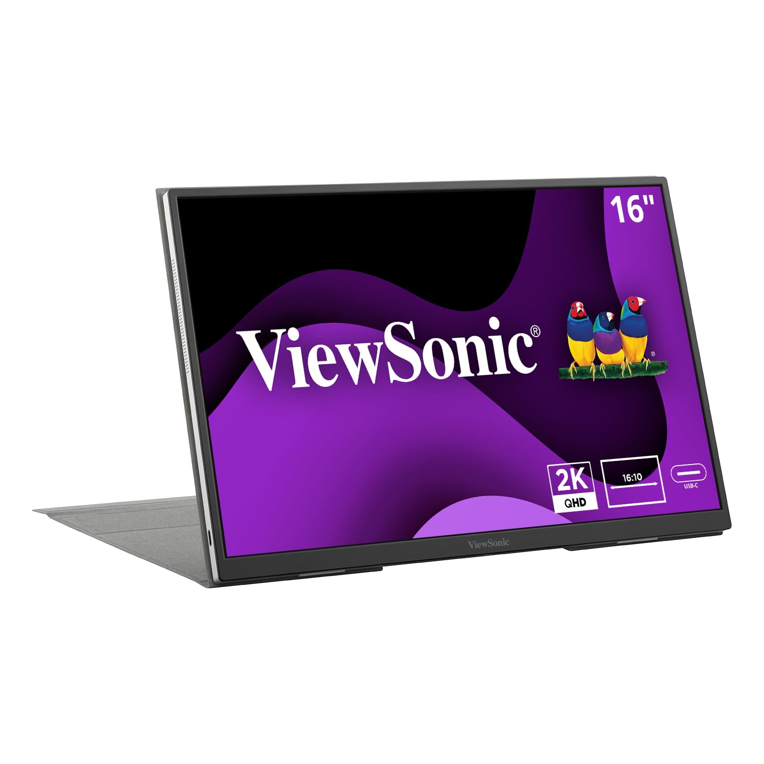 Viewsonic Vg1656 2K 16 Inch Wqxga 1600P Ips Portable Monitor With 2 Way Powered 65W Usb C, And Smart Cover With Built In Stand