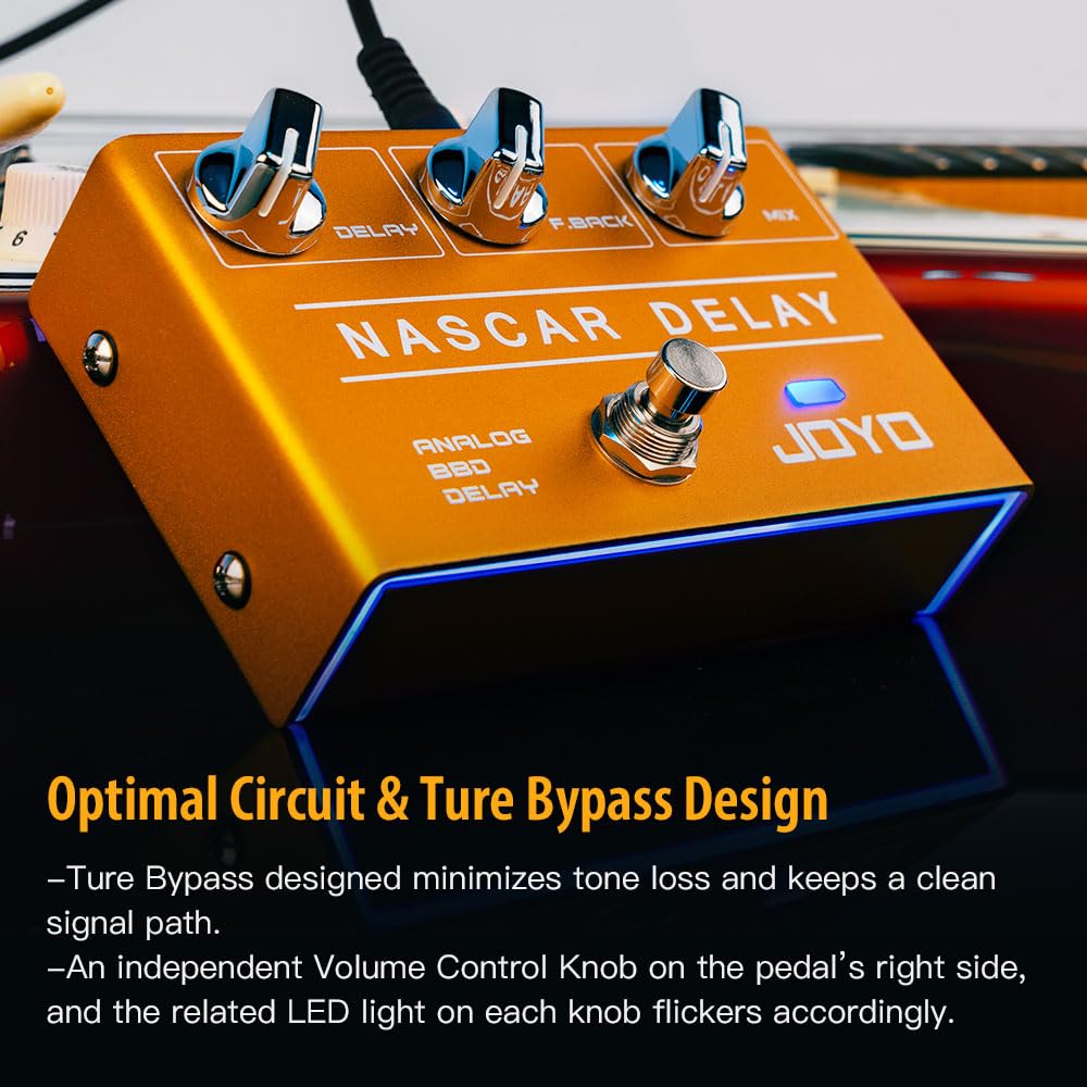 Joyo Analog Delay Effect Pedal R Series Vintage Warm Natural Sound For Sentimental Electric Guitar Solo (Nasscar R 10)