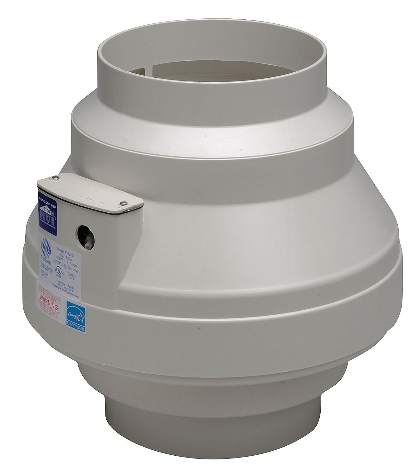 Fantech Fr 125 Inline Centrifugal Duct Fan, Molded Housing, 5'', 148 Cfm