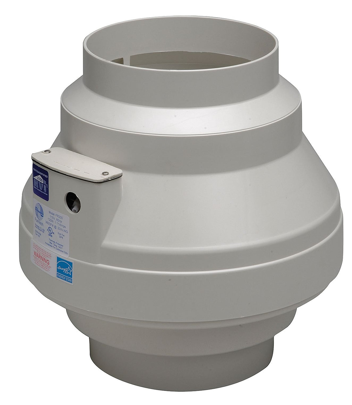 Fantech Fr 110 Inline Centrifugal Duct Fan, Molded Housing, 4''