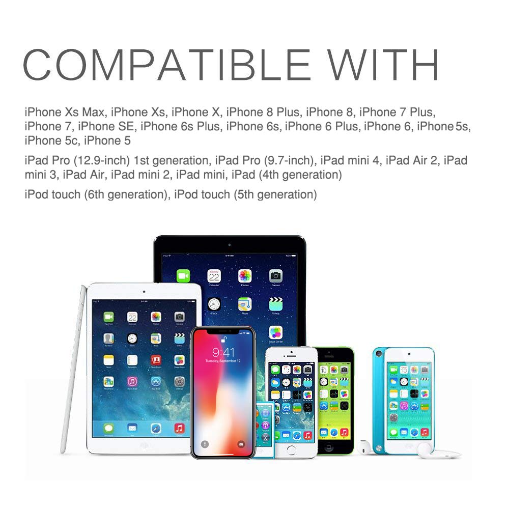 Iphone Charger 6 Ft, [ Apple Mfi Certified] 6Ft Long Iphone Charger Data Cable Charge Cord For Iphone 11/Pro Se Xs Max X 8 7 6S