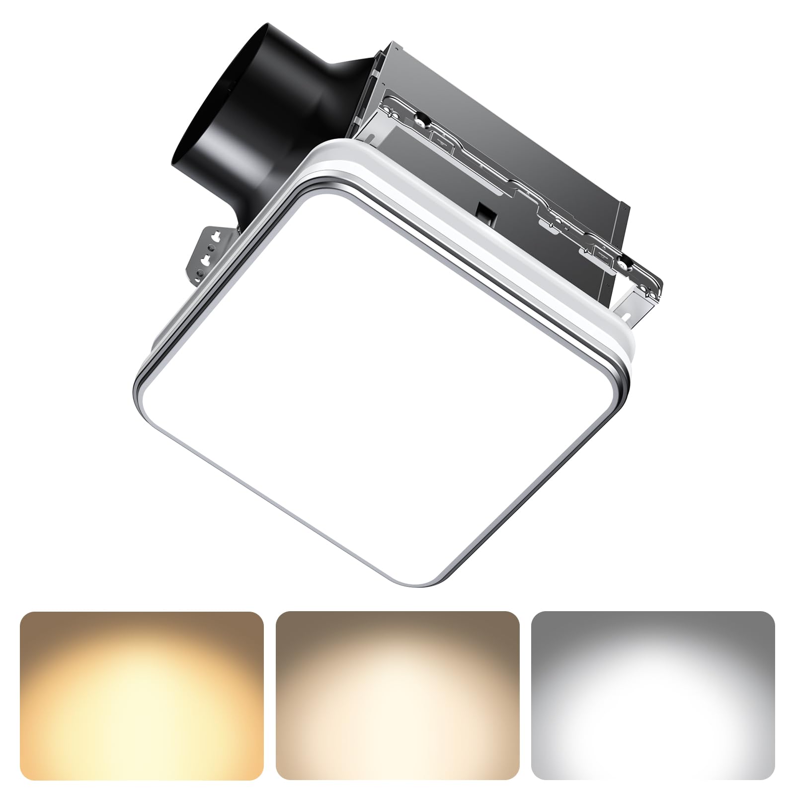 Consciot Bathroom Exhaust Fan With Light, 110/160 Cfm Adjustable, 1.0 Sone, Suitable For Square Mounting Hole 11.39 X 10.42 Inch