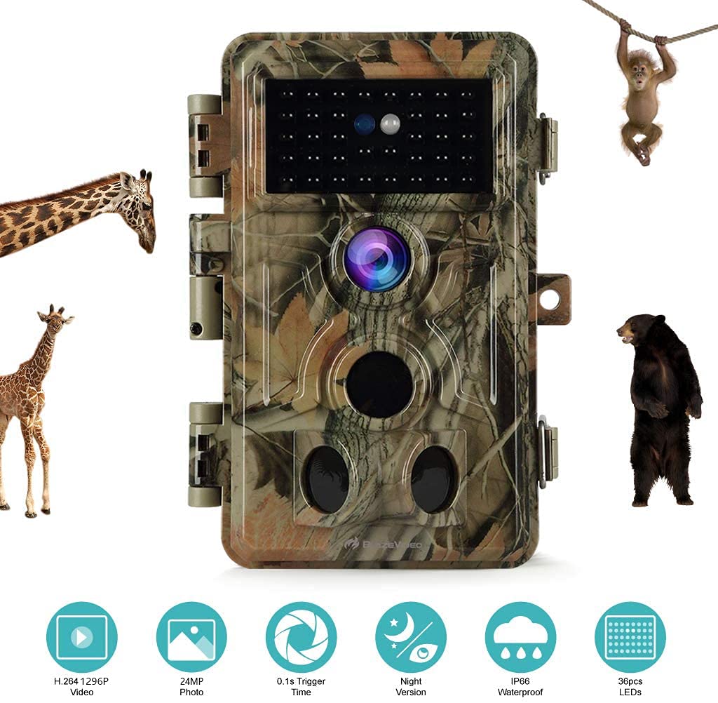 Blazevideo 32Mp 1296P Game & Trail Camera 90Ft Night Vision Motion Activated Waterproof Farm & Ranch Field Camera For Outdoor De