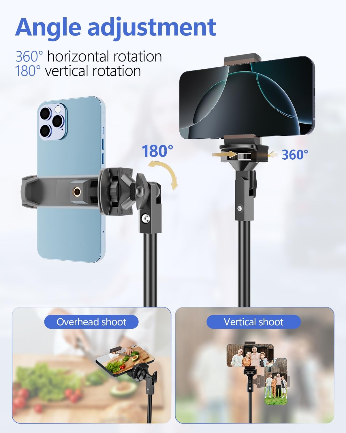 Emart 62 Cell Phone Tripod Stand, Adjustable Floor Cellphone Tri Pod Holder With Remote For Iphone And Android, Portable Compact