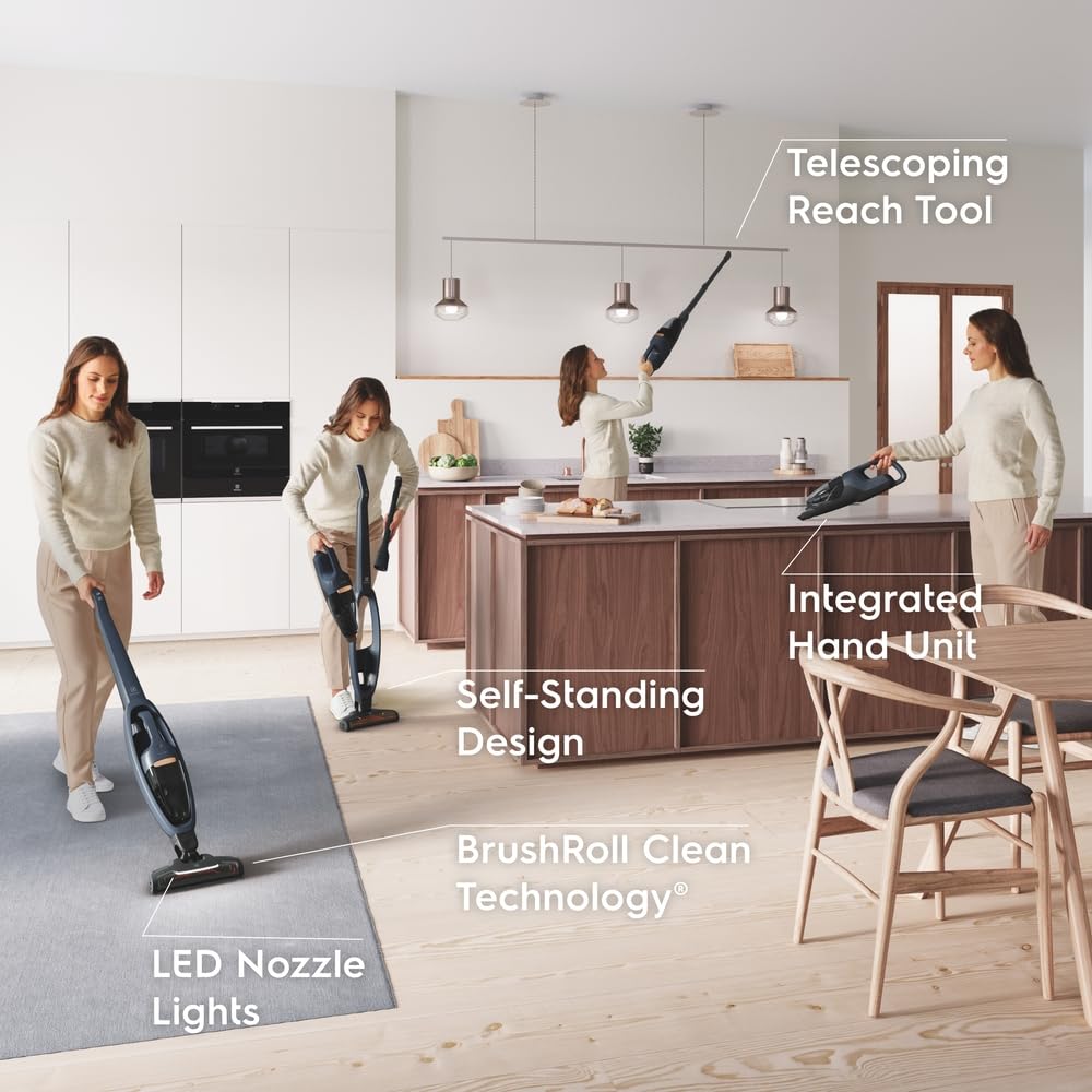 Electrolux Wellq7 Stick Cleaner Lightweight Cordless Vacuum With Led Nozzle Lights, Turbo Battery Power, Motorized Bristle Nozzl