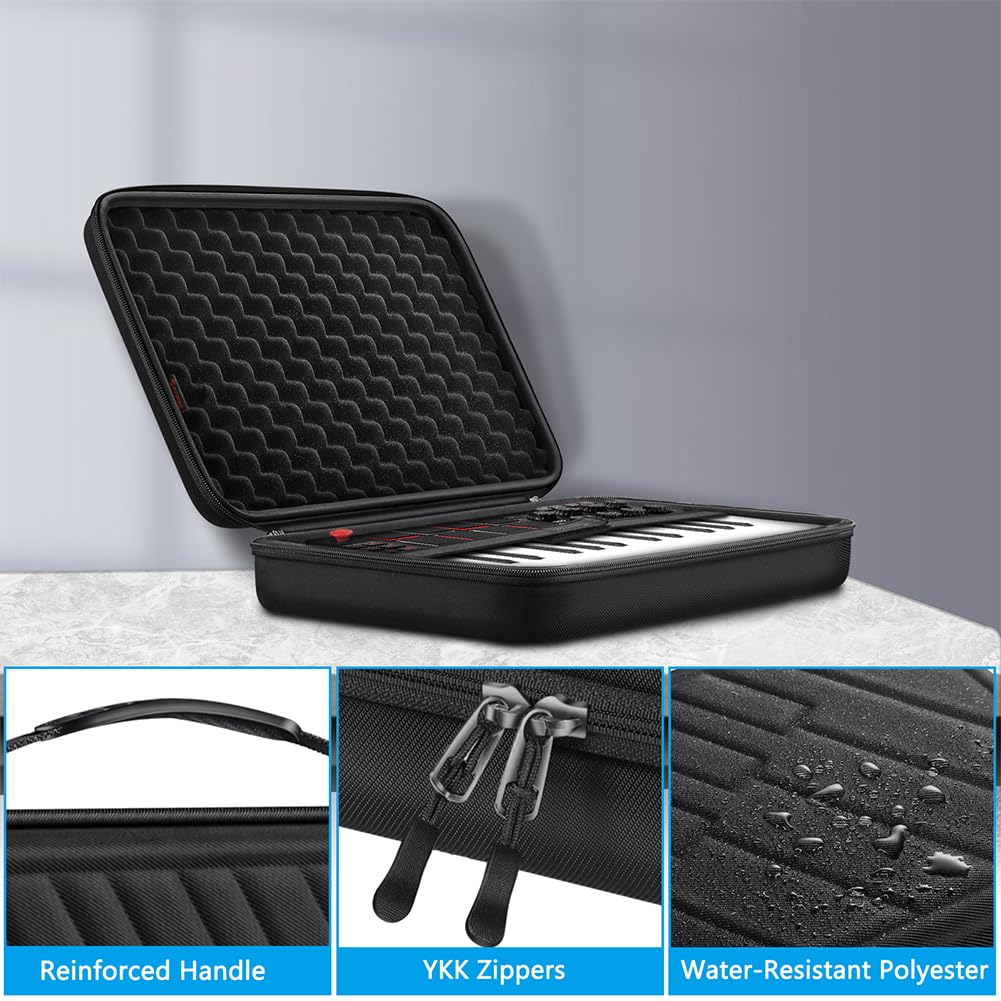 Finpac Semi-Hard Carrying Case For Akai Professional Mpk Mini Mkii & Mk3 & Mpk Play | Alesis V Mini 25 Key Usb Midi Keyboard Con