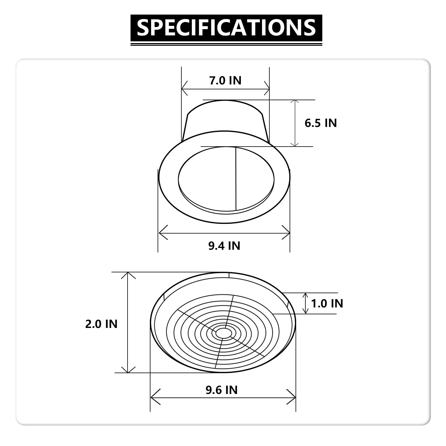 V2262 50 7 Inch Bathroom Exhaust Fan, 50 Cfm, 1.0 Sones, 7'' Ceiling Exhaust Fan, For 8 Inch Diameter Rough In Opening, Ideal Ve