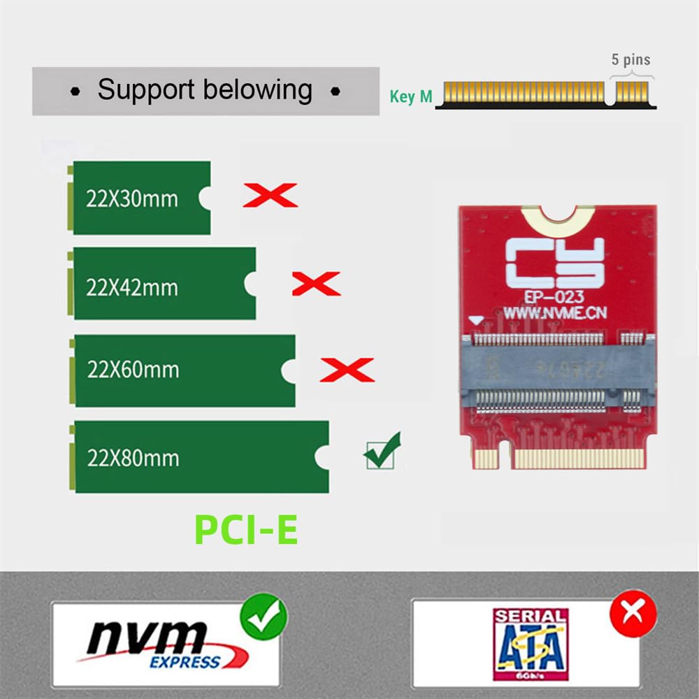 Cablecc 22X30Mm Nvme M Key To 22X80Mm Ngff Extension Ssd Upgrade Adapter Compatible With Rog Flow X13 Gamings Laptop