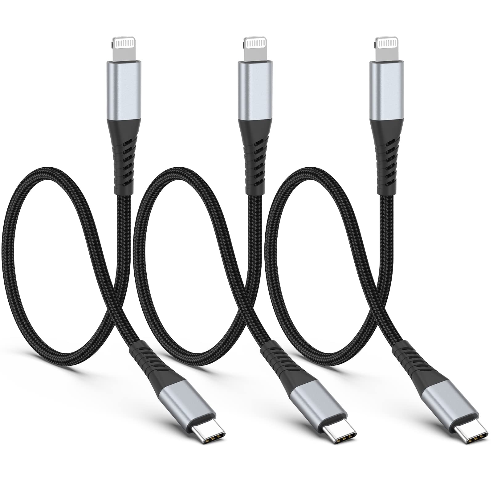 6 Inch Usb C To Lightning Cable Short, 3Pack Usb C Iphone Charger Cord Braided 0.5Ft Type C To Lightning Cable Pd Fast Charging 