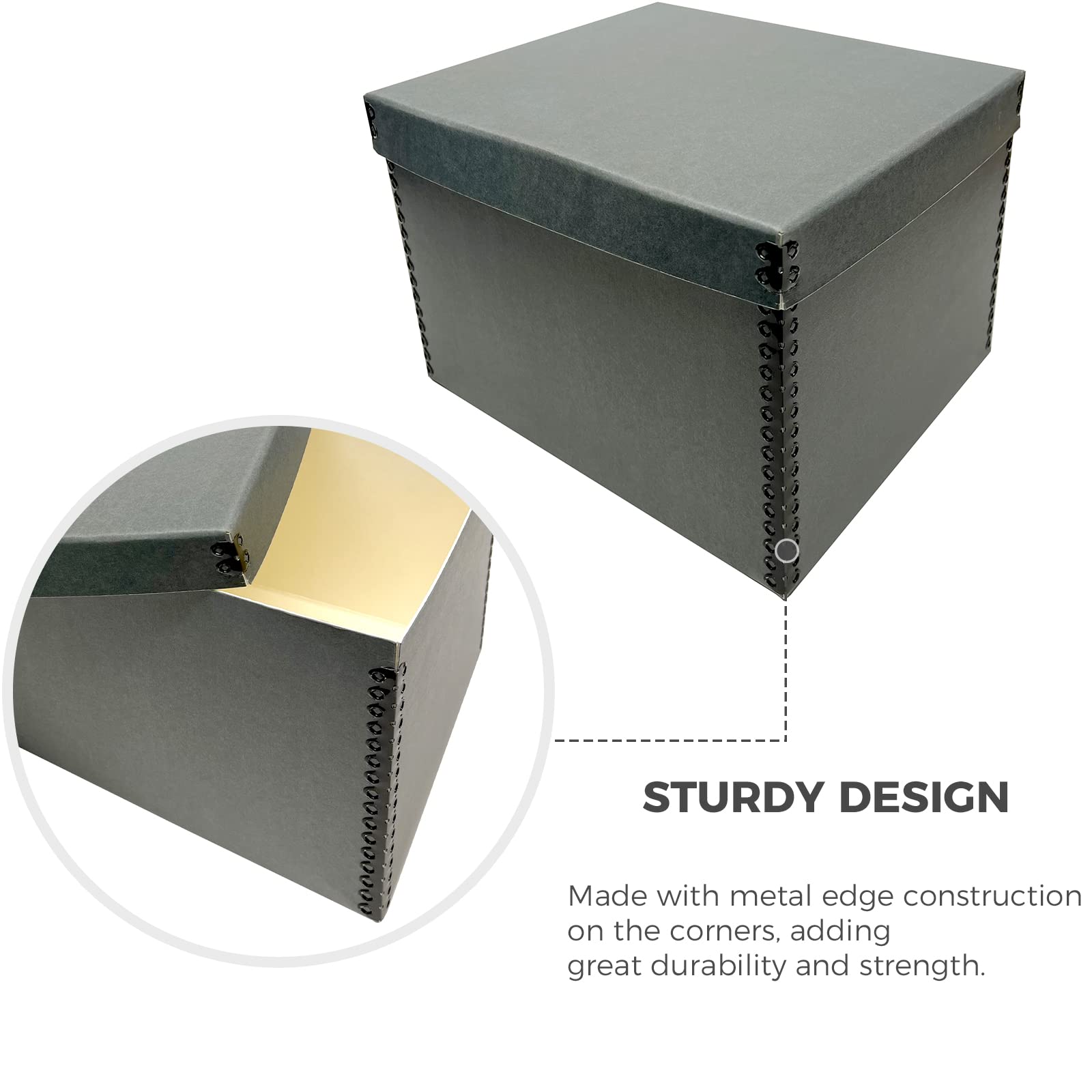 Lineco Record Storage Box 12X15X10 Inch. Extra Durable Filing Archival Cartons For Long Term Storing Of Important Documents, Papers, Photos Or Prints. Acid Free Gray Boxboard, 2 Pack