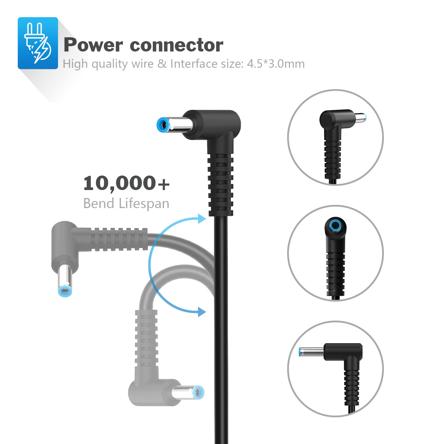 65W Laptops Charger For Hp Pavilion Chromebook 14 11 G3 G4 X360, Stream Envy Spectre Elitebook 850 G3 840 G3 820 G3 741727 001 65W/45W Bule Tip Notebook Adapter Power Cord