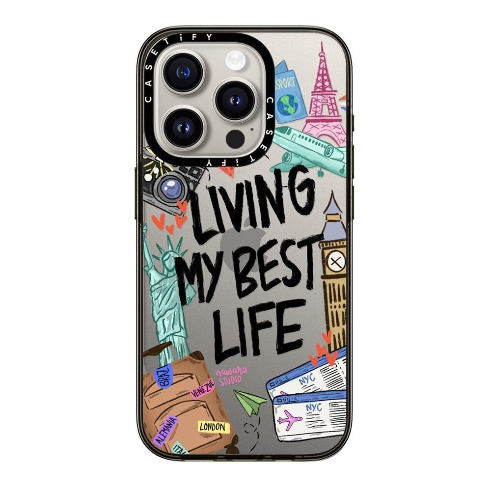 Casetify Compact Iphone 15 Pro Case [2X Military Grade Drop Tested / 4Ft Drop Protection]   Travel Lover By Nawara Studio   Clea