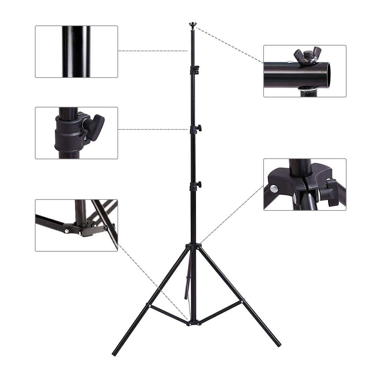 Hyj Inc Photo Background Support System With 8.5 X 10Ft Backdrop Stand Kit, 100% White Cotton Muslin Backdrop,Clamp, Carry Bag F