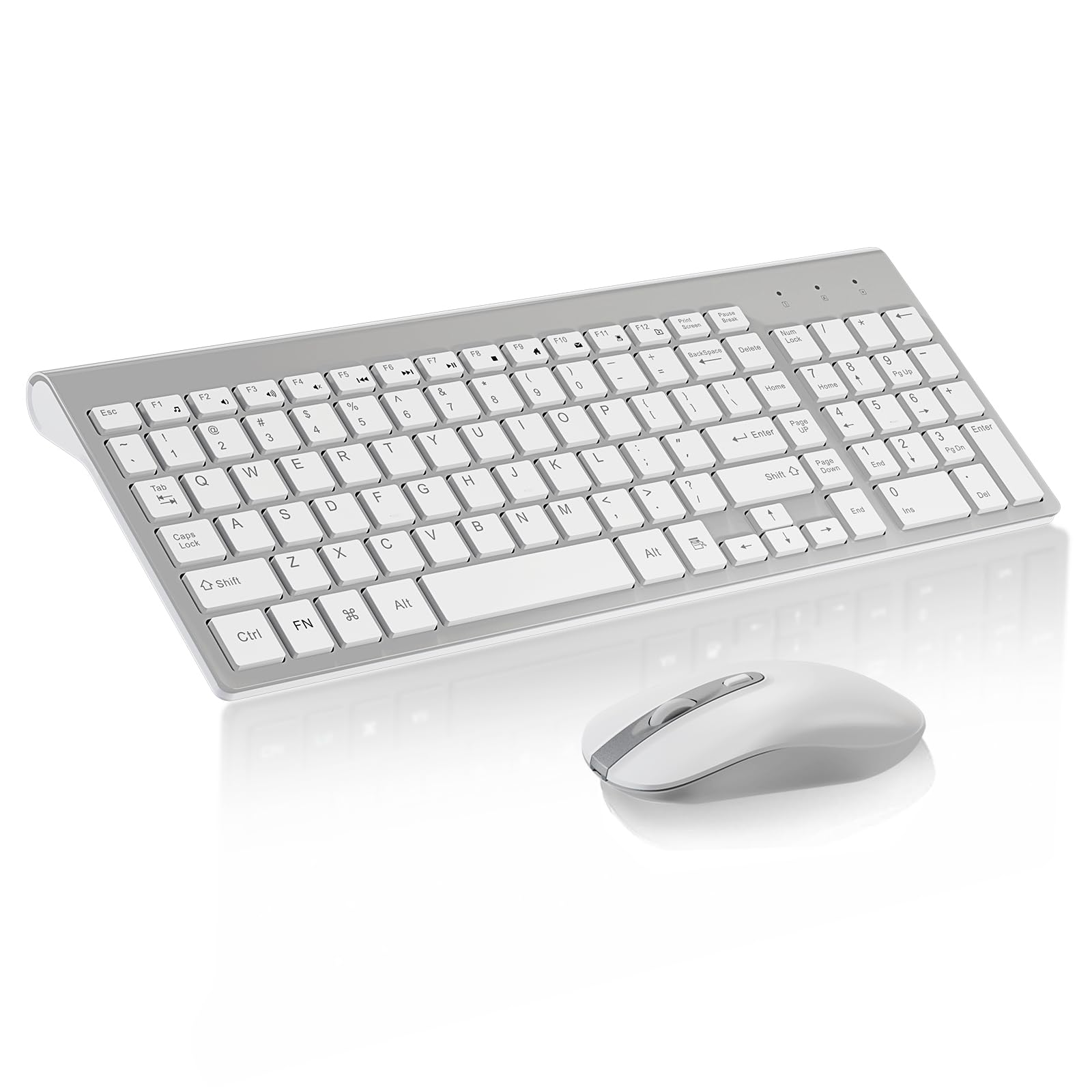 Cimetech Easytyping Kf10 Wireless Keyboard And Mouse Combo, [Silent Scissor Switch Keys][Labor Saving Keys] Ultra Slim Wireless Computer Keyboard And Mouse, Easy Setup For Pc/Laptop/Windows   Silver