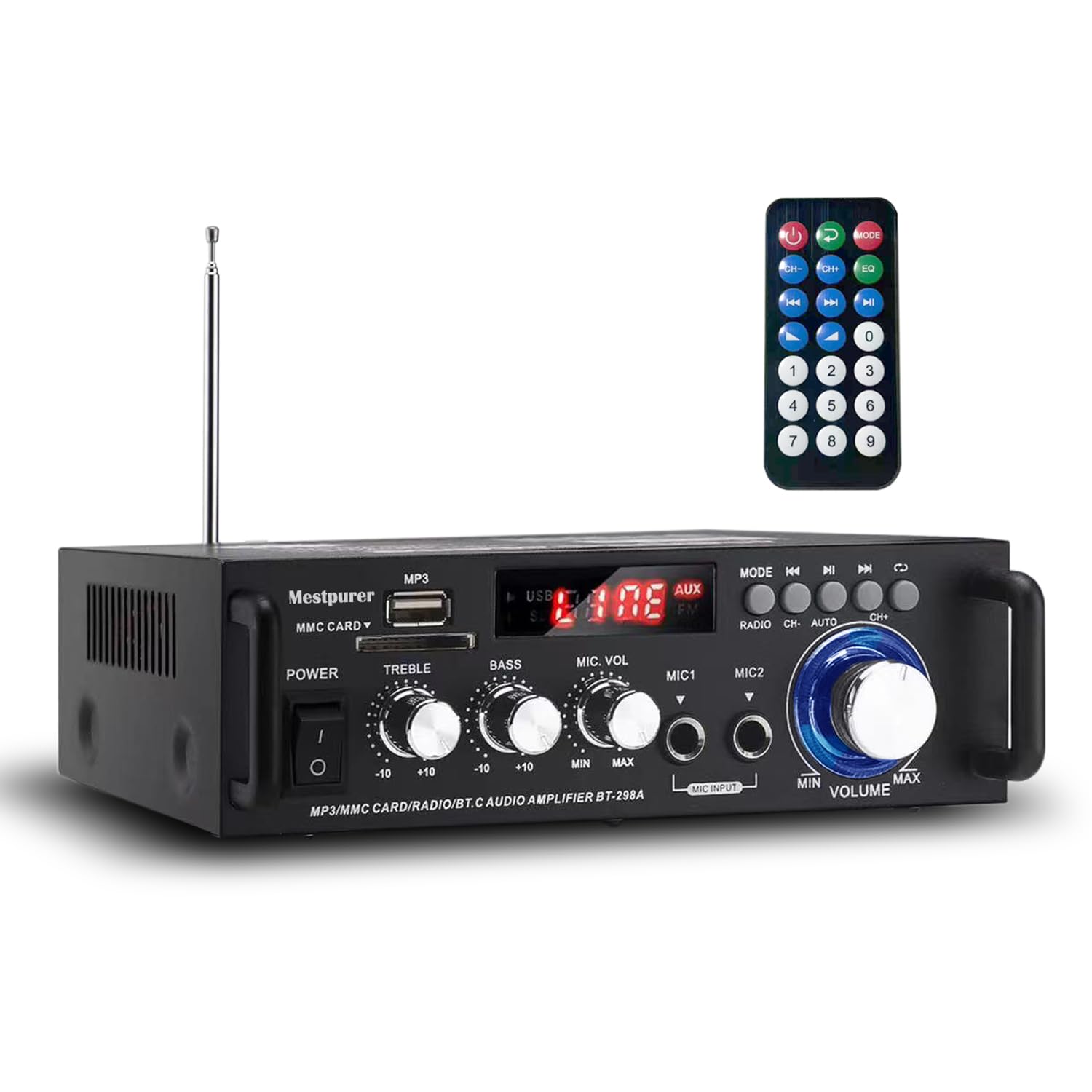 Mestpurer Stereo Power Amplifier With Wireless Bluetooth   Led Display Power Amp, Audio Amplifier For Speakers With Dual Channel