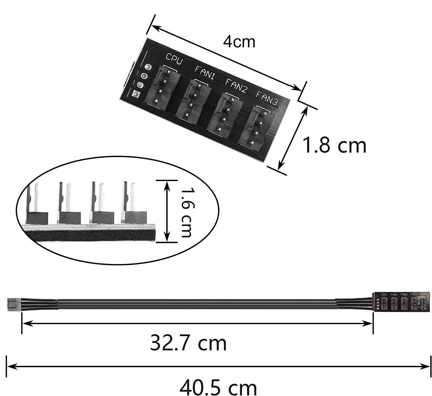 Gebildet 2Pcs 4 Pin Pwm Fan Hub, 4 Pin Male For Cpu Fan Pc Fans Hub, Computer Cpu/Case Fan Power Multi Splitter Connector Cable