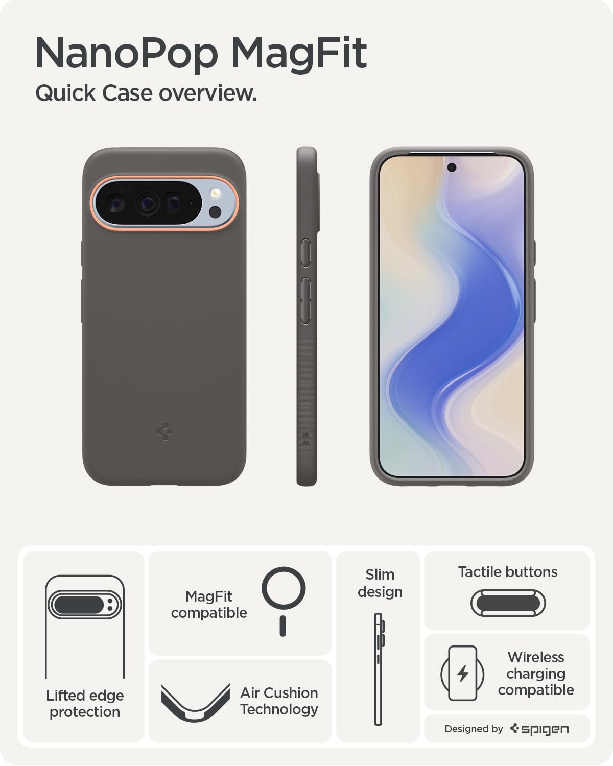 Spigen For Pixel 10/10 Pro Case, Nano Pop Magfit (2025) [Designed For Pixelsnap, Compatible With Magsafe Accessories] - Papaya G