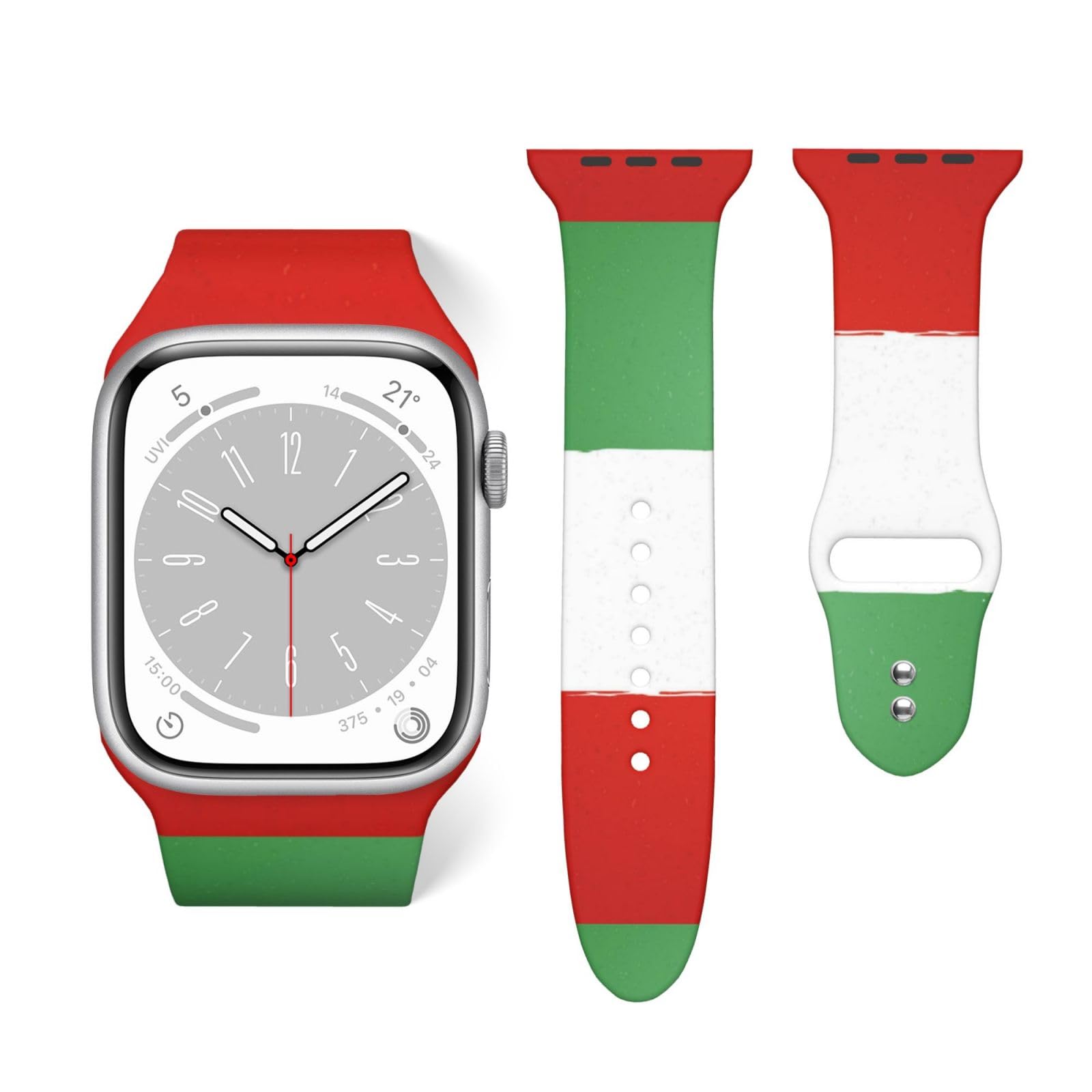 Men Women Silicone Replacement Bands Compatible with Apple Watch Vintage Grunge Texture Flag Of Italy, Adjustable Straps for Var