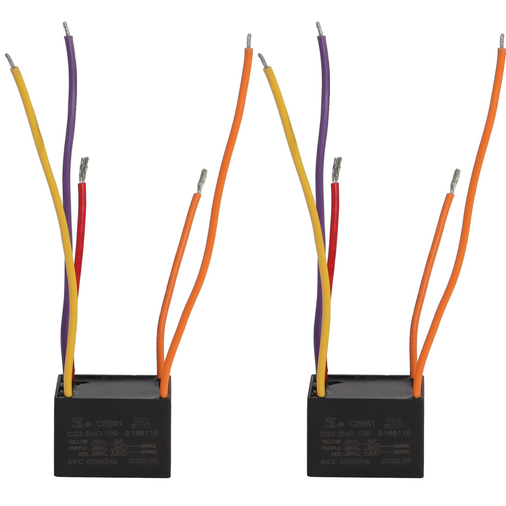 Podoy Ceiling Fan Capacitor Cbb61 5 Wire For Compatible With New Tech 4.5Uf+5Uf+6Uf 250Vac (Pack Of 2)