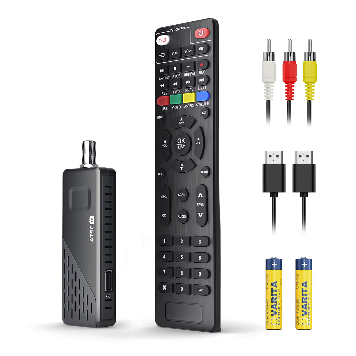 Timbootech Digital Converter Box For Tv, Play, Record & Pause Atsc Tv Tuner Stick, Support Usb Multimedia & Hard Drive, 1080P Hd