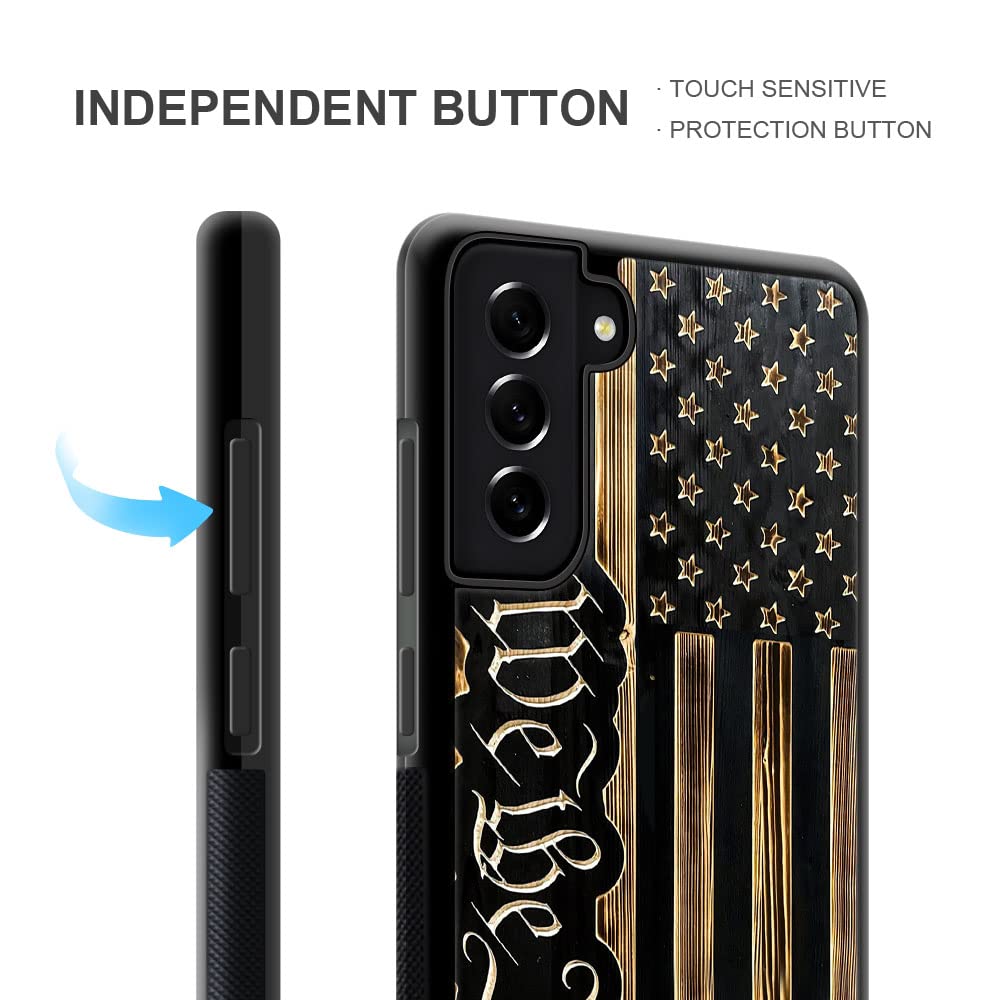 Daizag Compatible With Samsung Galaxy S21 Ultra Case,We The People Usa Flag Wood Grain American Flag For Man Woman, All Round Pr