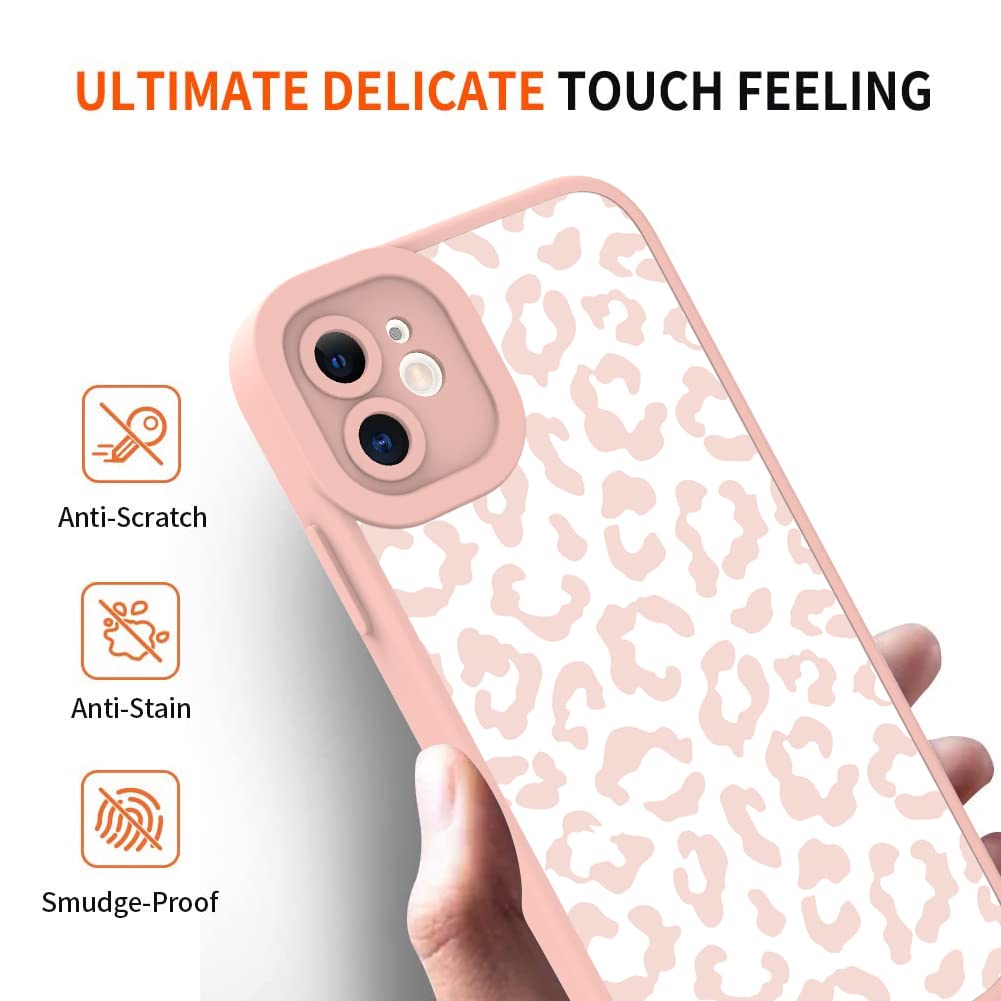 Ziye For Iphone 12 Case Pink Leopard Pattern Phone Case With Camera Protection,Tpu Silicone Rubber Protective Cover Cheetah Desi