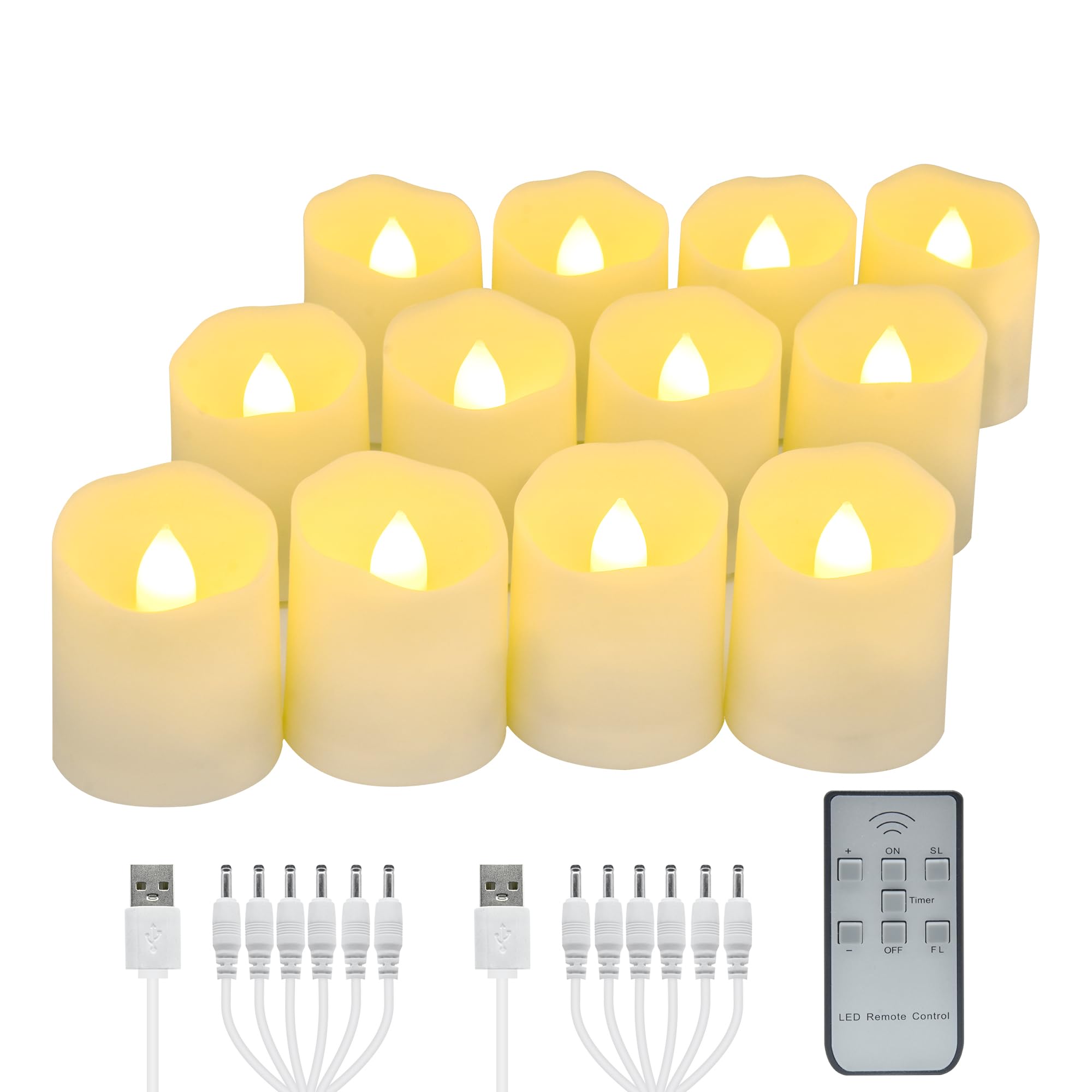 Daord Usb Rechargeable Flameless Led Tea Lights Warm White Votive Candles With Remote Battery Flickering Tealights Candle For Ha