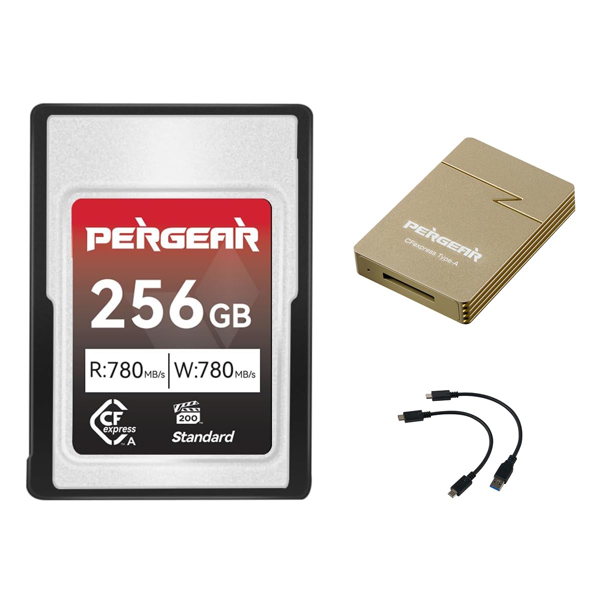 Pergear 256GB CFexpress Type A Memory Card, Up to 780MB/s Read Speed & 780MB/s Write Speed for 4K 120P with Card Reader