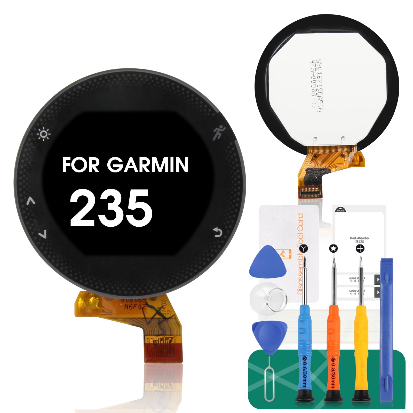 For Garmin Forerunner 235 235J 230 Watch Lcd Display Touch Screen Replacement (Gray)