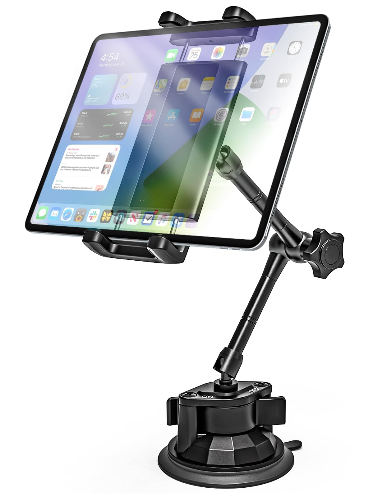 Kolasels Tablet Holder Mount For Car [Latest Anti Shake] Dashboard Windshield Sunroof Tablet Stand For Truck/Car/Picku/Van, Heavy Duty Metal Tablet Mount For 4 12.9' Ipad Pro Air Mini, Z Fold, Iphone