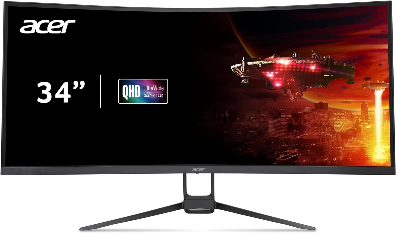 Acer Nitro 34 UWQHD 3440 x 1440 1000R Curved PC Gaming Monitor | Adaptive-Sync Support (FreeSync Compatible) | 100Hz Refresh | 1