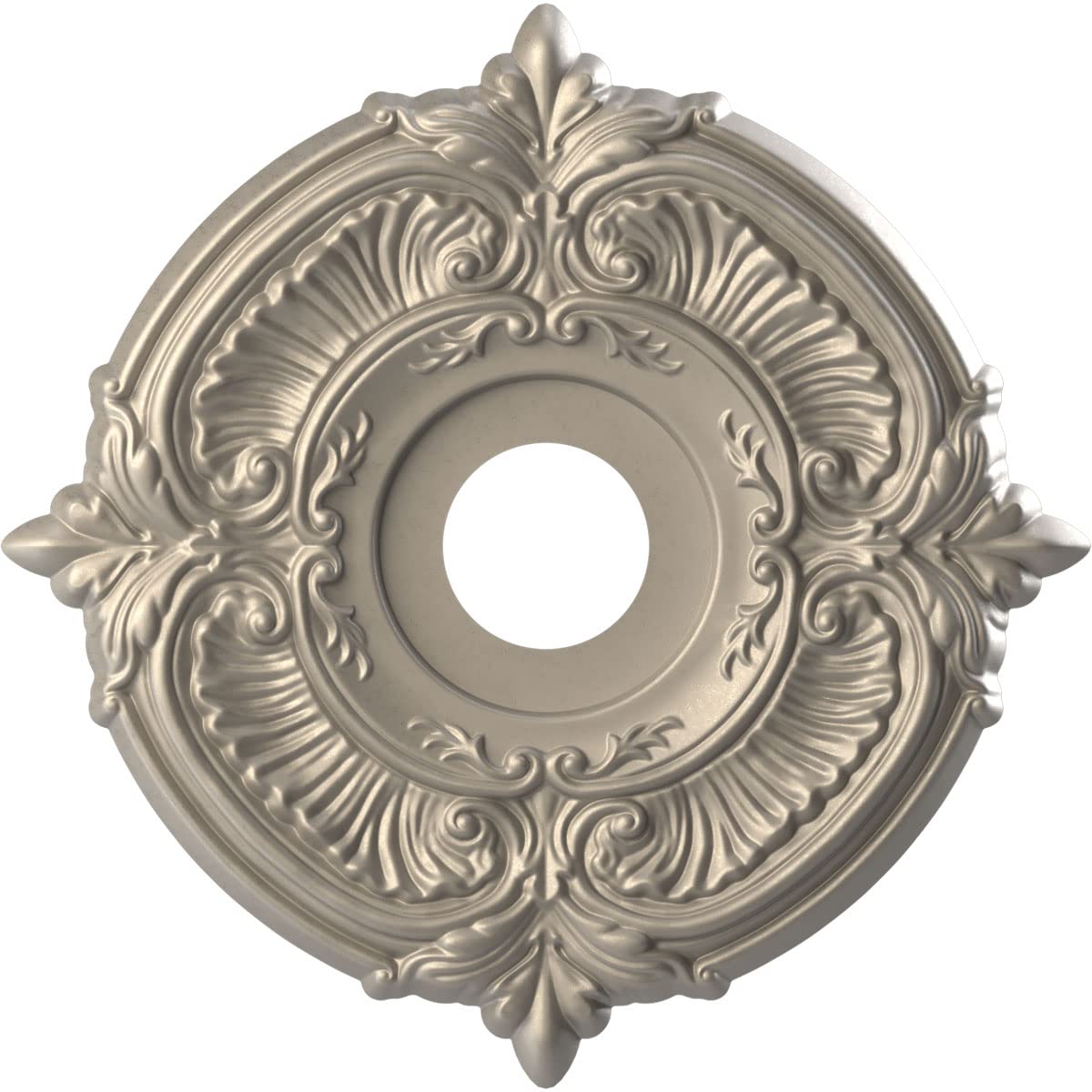 Ekena Millwork CMP16ATCSV Attica Thermoformed PVC Ceiling Medallion (Fits Canopies up to 5 5/8), 16OD x 3 1/2ID x 1P, Metallic S