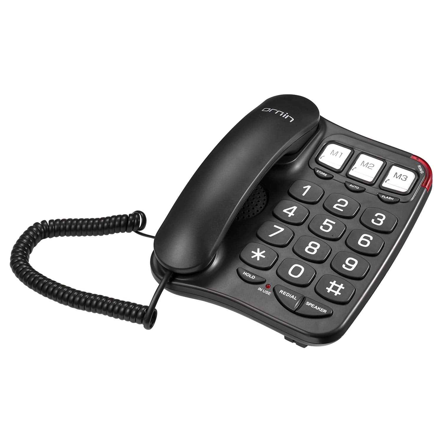 Ornin S016+ Big Button Corded Telephone with Speaker, Desk Phone (Black)