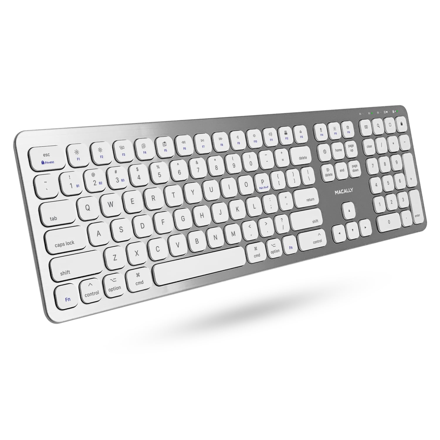 Macally Premium Bluetooth Keyboard for Mac - Compatible Apple Keyboard with Numeric Keypad - Multi Device Wireless Keyboard for 