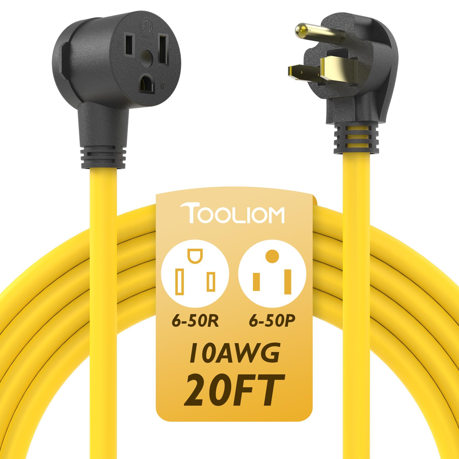 Tooliom 30A 10Awg 20Ft Welder Extension Cord 6 50P To 6 50R Heavy Duty Power Extension Cord For Welding Machines With Etl Approv