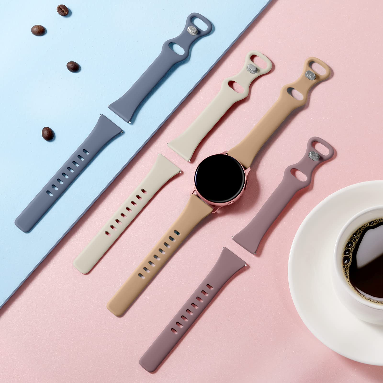 Geak Compatible For Samsung Galaxy Watch 6 Band/Galaxy Watch 4 5 Band 40Mm 44Mm,20Mm Soft Slim Silicone Strap For Samsung Watch