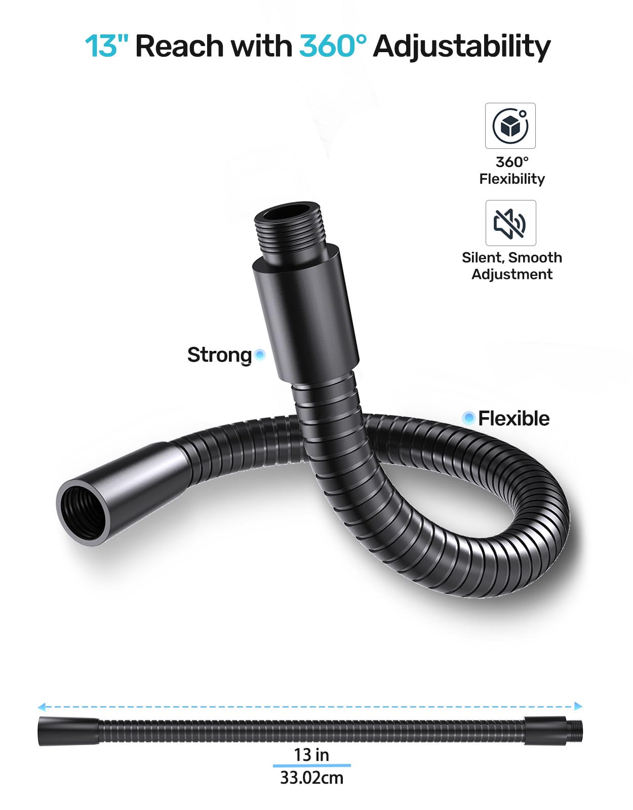 Etour 13-Inch Microphone Gooseneck (5/8-27 Thread) - Heavy Duty Universal Mic Arm For Mic Stand, 360 Adjustment, High Load-Beari