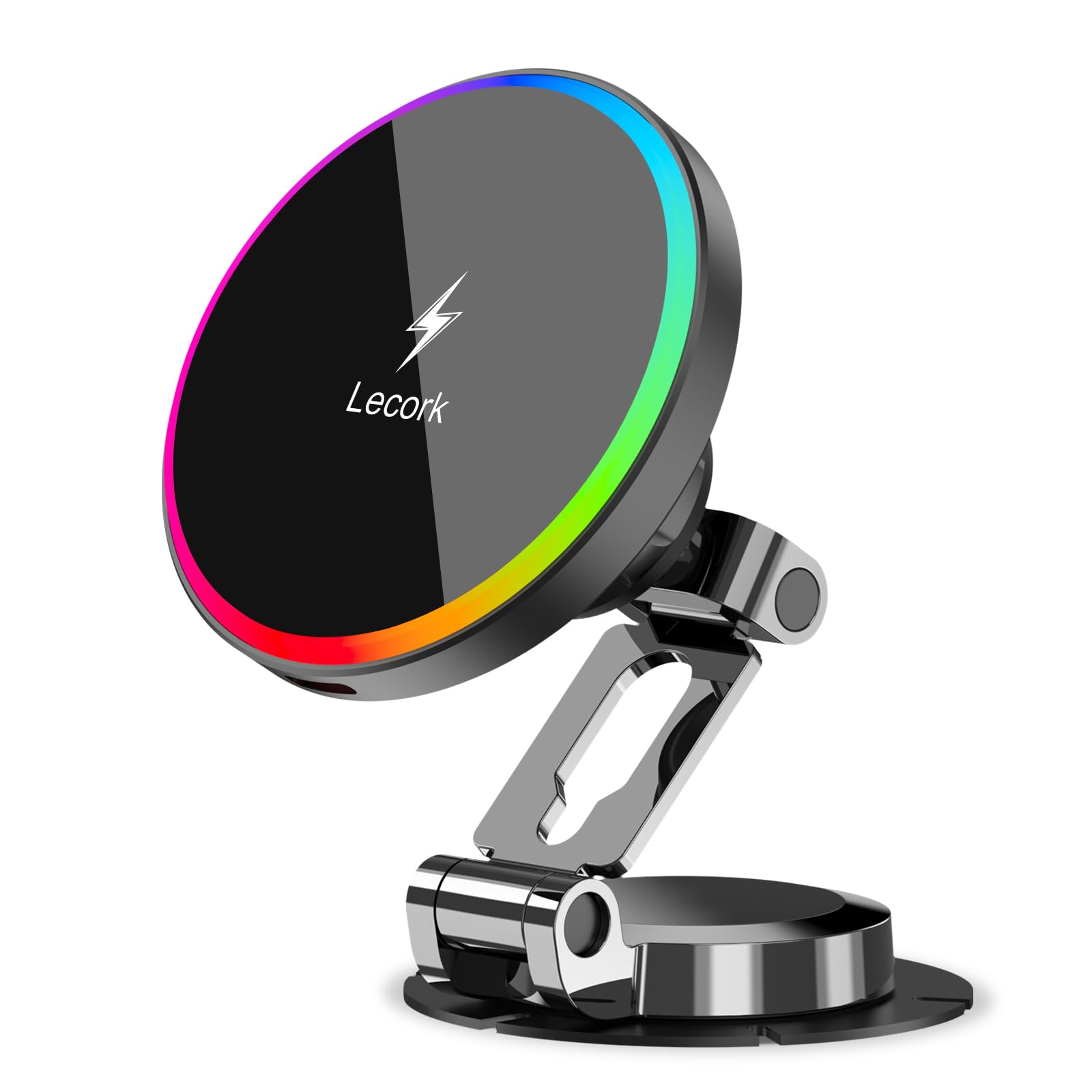 Lecork For Magsafe Car Mount Charger, 15W Magnetic Wireles Car Charger For Iphone 12 13 14 15 16 Series, Stick On Dashboard Phon