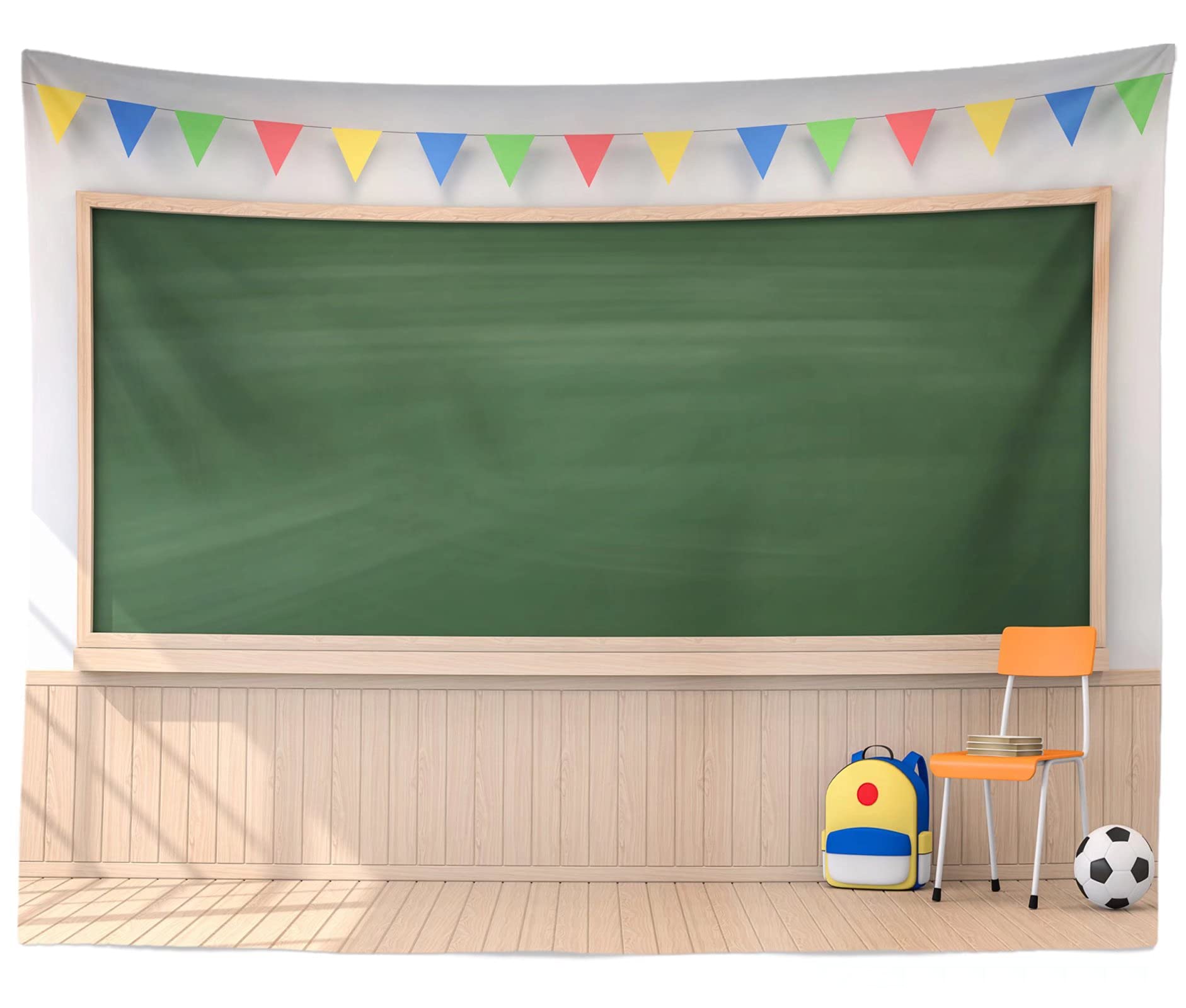 Corfoto Fabric 8X6Ft School Backdrop Photography Classroom Interior Blackboard Wooden Wall Kindergarten Middle School Students O