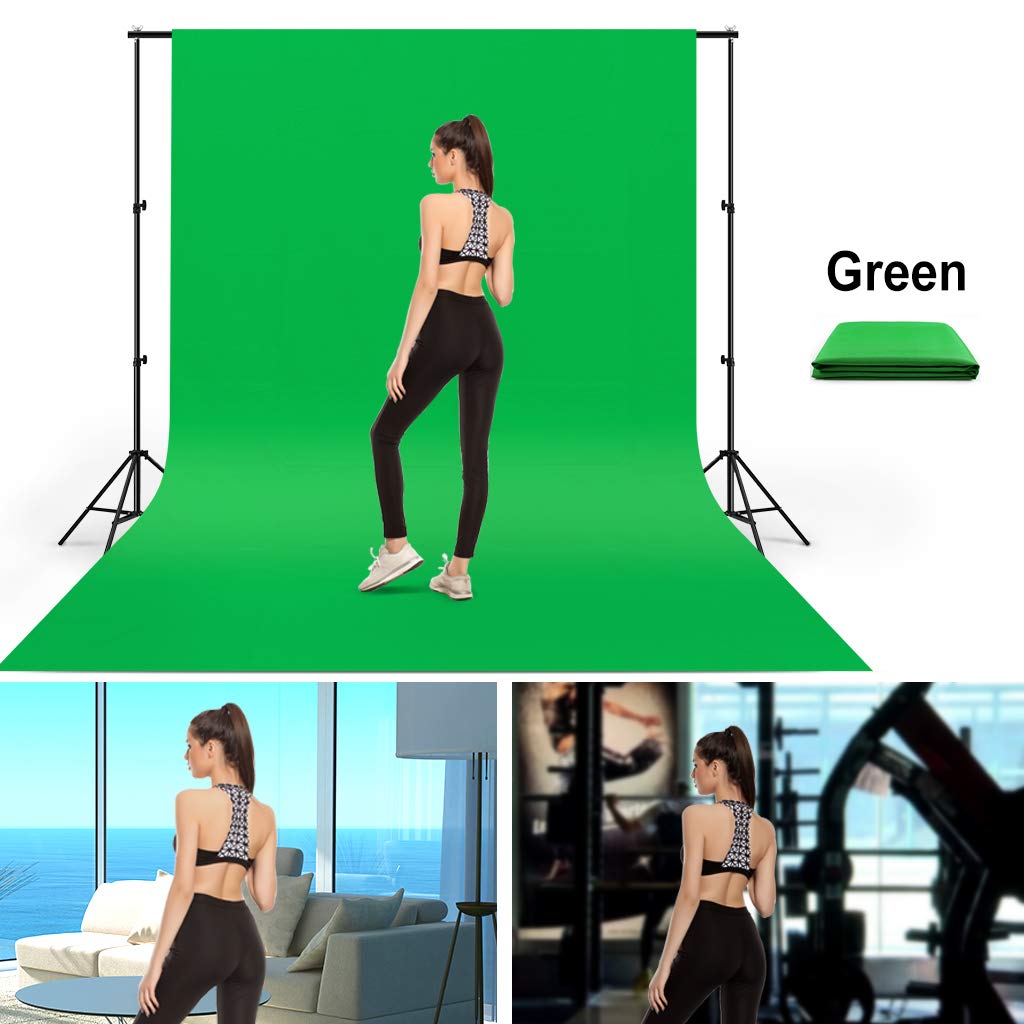 10X20Ft Large Green Screen Backdrop For Photography, Lcuirc Two Rod Pocket Chromakey Collapsible Green Polyester Curtain With 4