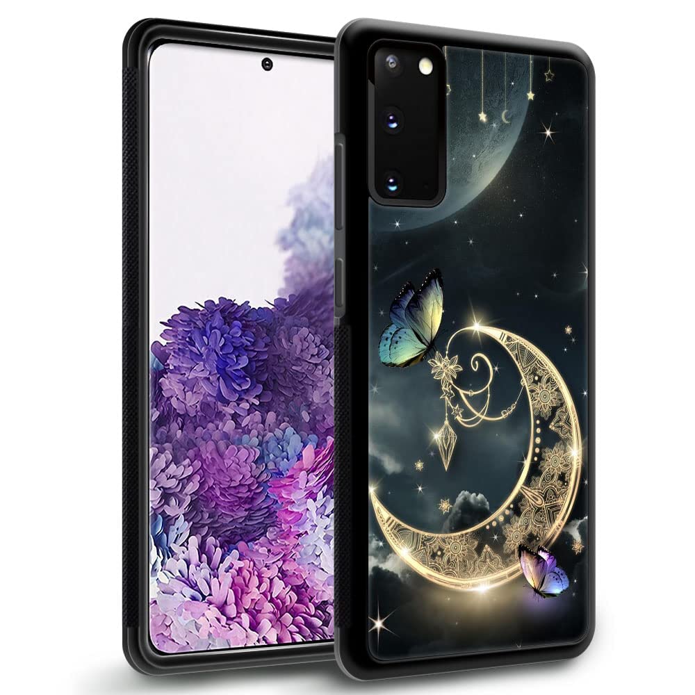 Daizag Compatible With Samsung Galaxy S20 Fe Case,Golden Retro Fantasy Starry Moon Butterfly For Man Woman, All Round Protection