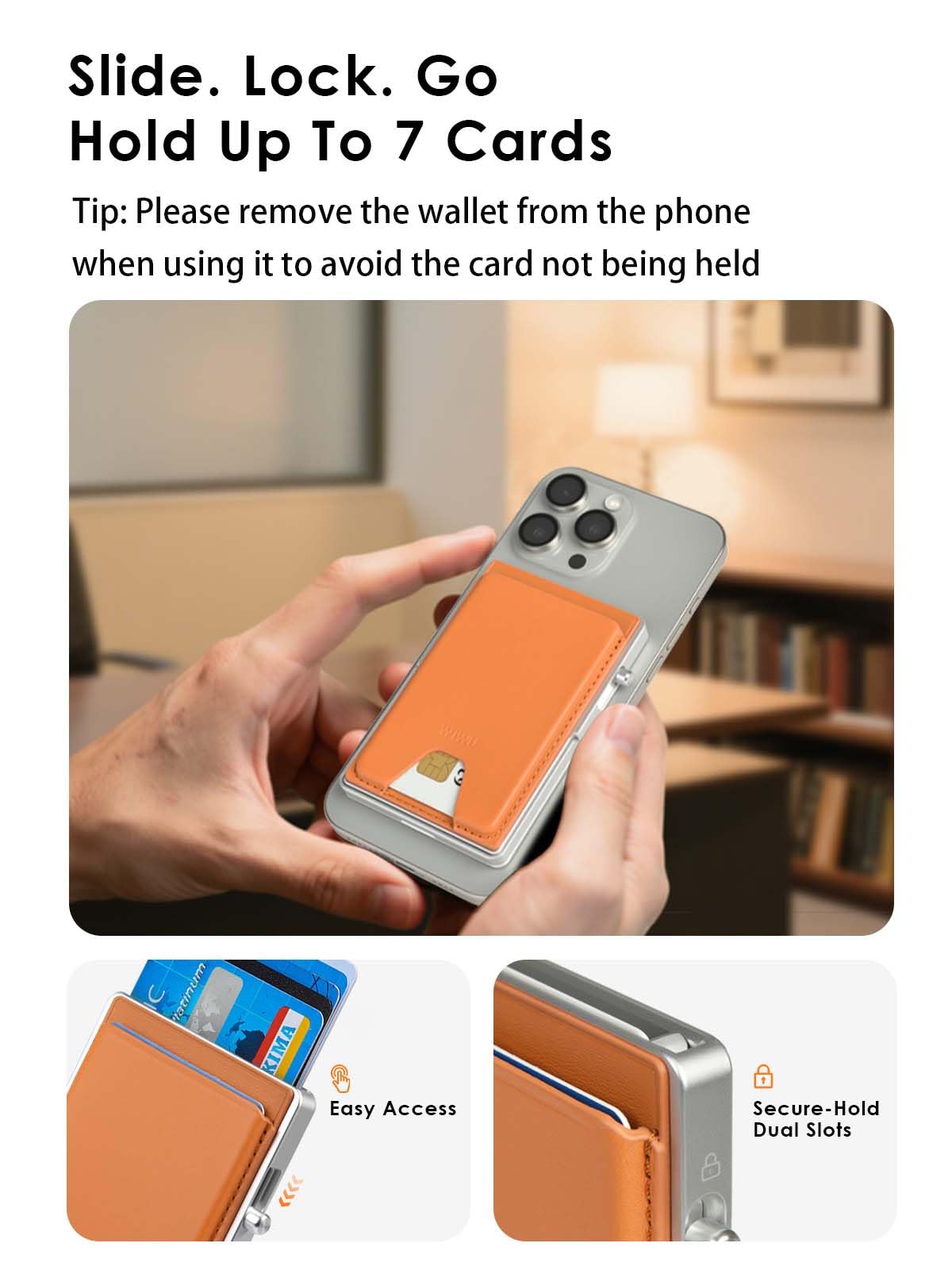 Wiwu Magnetic Wallet 7 Card Holder With Adjustable Stand Rfid Blocking Ultra Lightweight Thin Metal Leather Travel Wallet For Ip