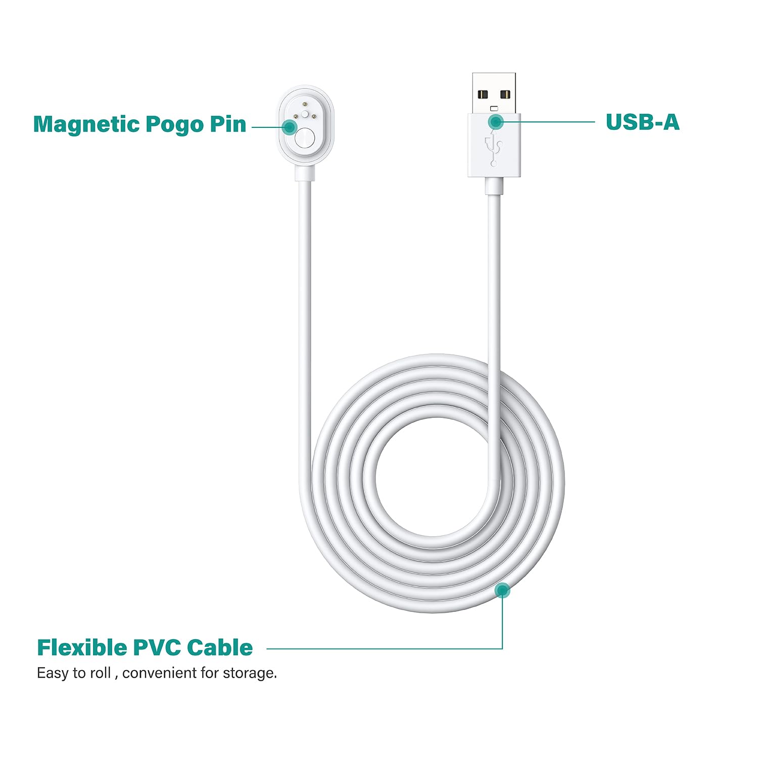 Tusita 10 Ft. Outdoor Magnetic Charging Cable Compatible With Arlo Ultra 1 2 Pro 3 4 5 2K   3M, White